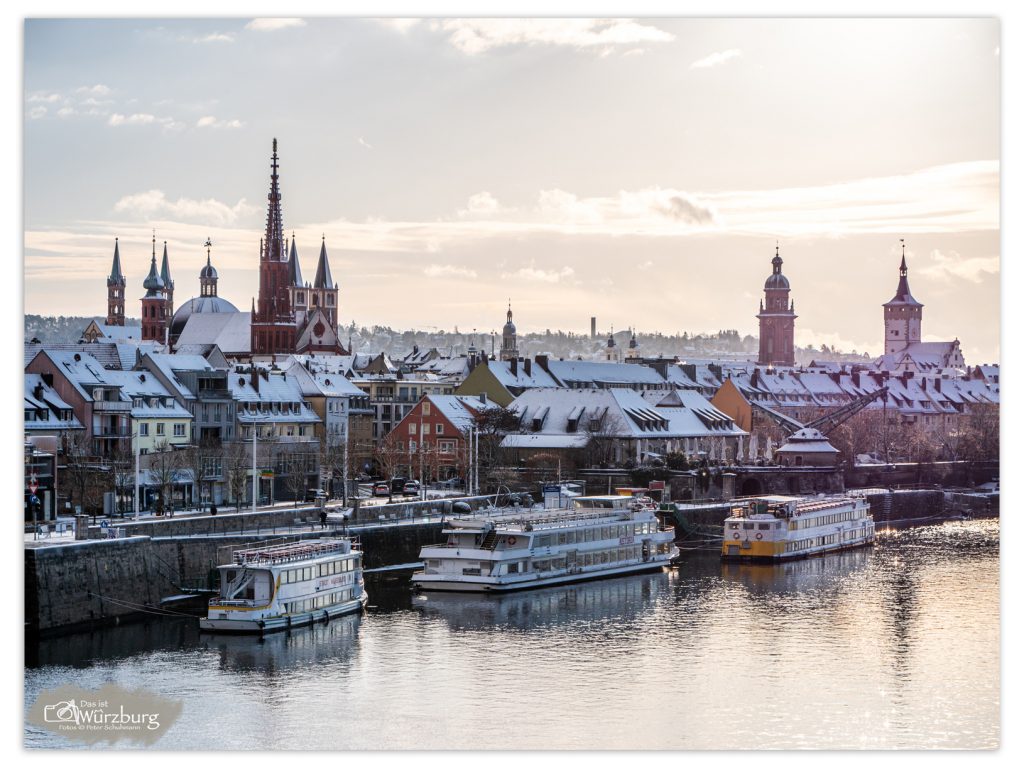 Das ist Würzburg - Schnee-Blick mit Schiffen 2026